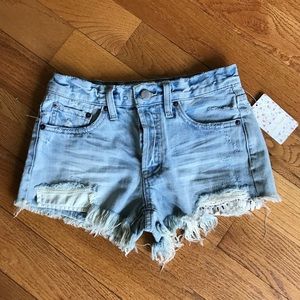 NWT Free People Distressed Light Wash Denim Shorts